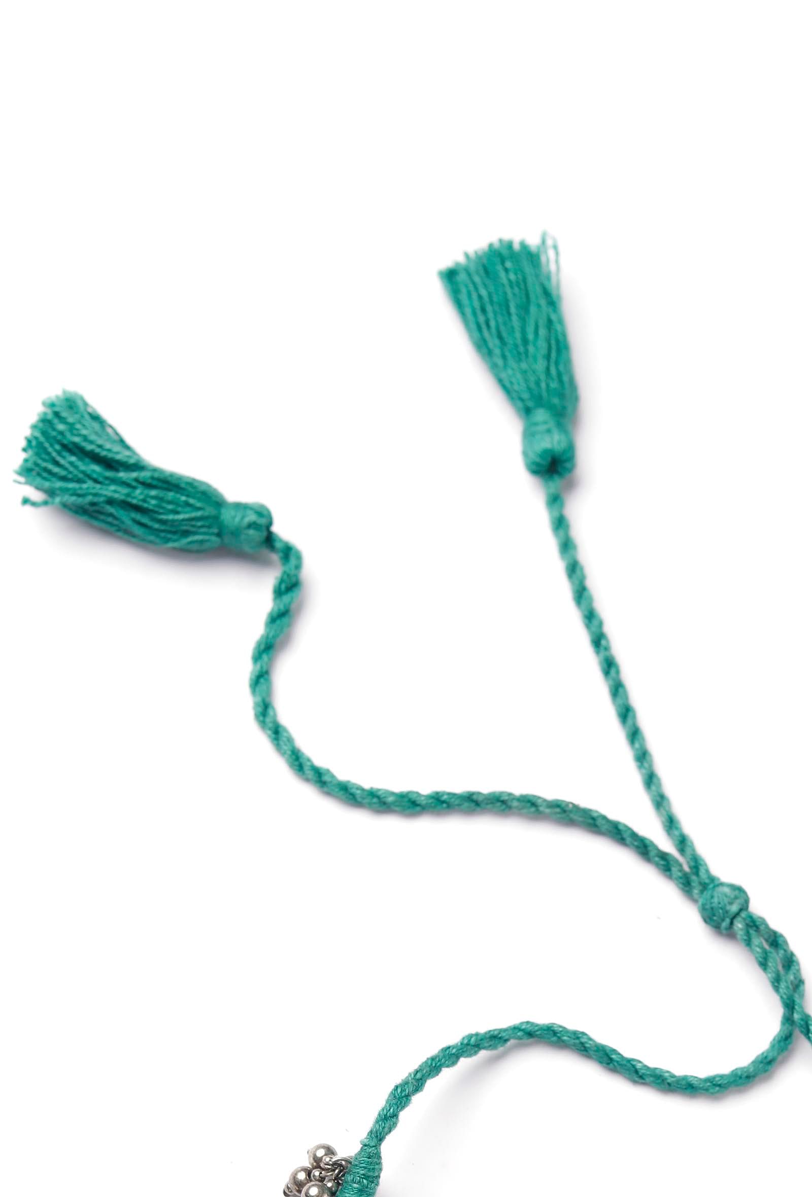 Kasheen Teal Green Tribal Ghungroo Necklace