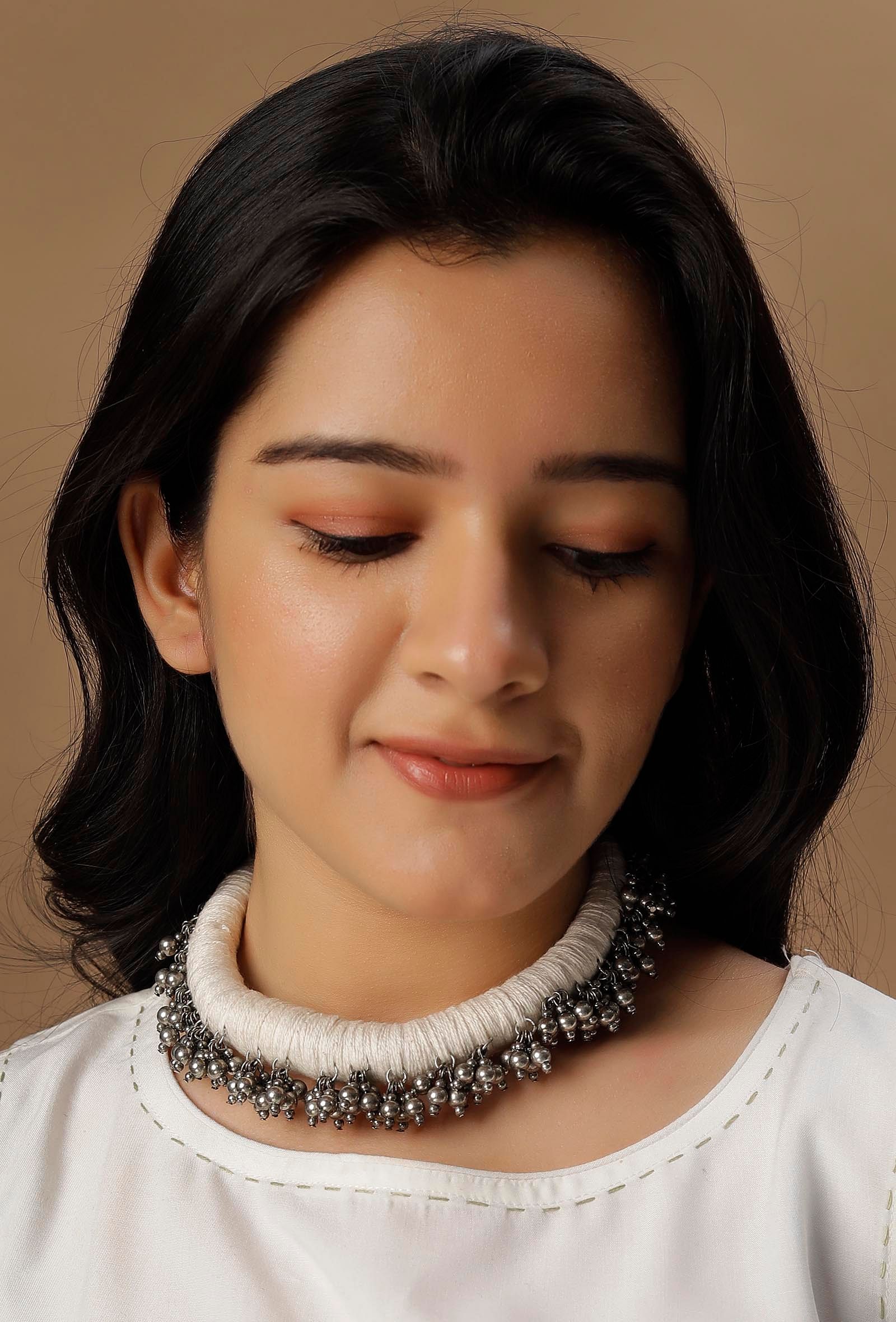 Noor White Tribal Ghungroo Necklace