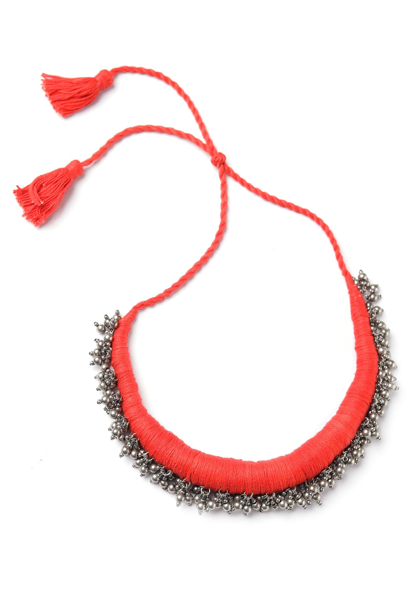 Parigul Orange Tribal Ghungroo Necklace
