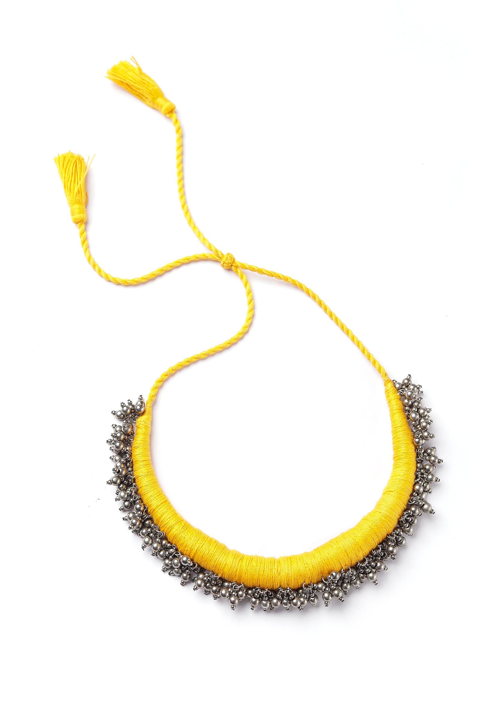 Moska Yellow Tribal Ghungroo Necklace