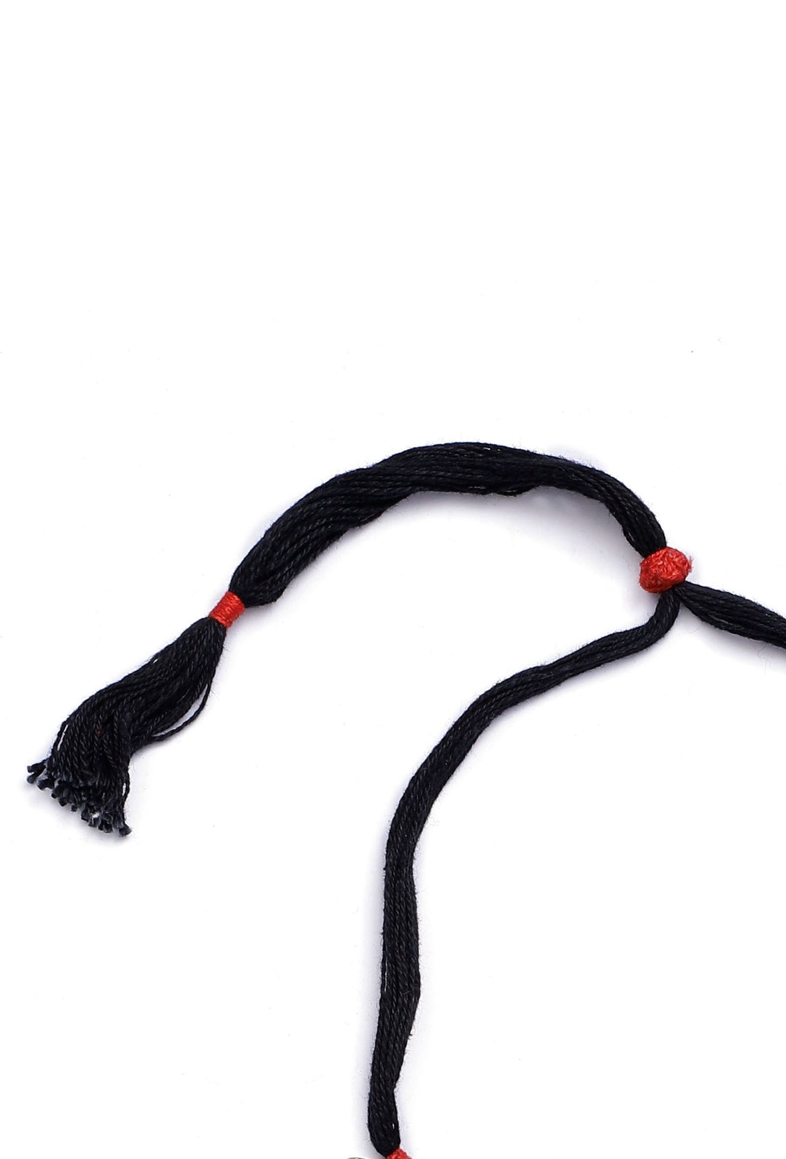 Red and Black Thread Silver Tribal Necklace