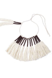 White and Black Thread Silver Tribal Necklace