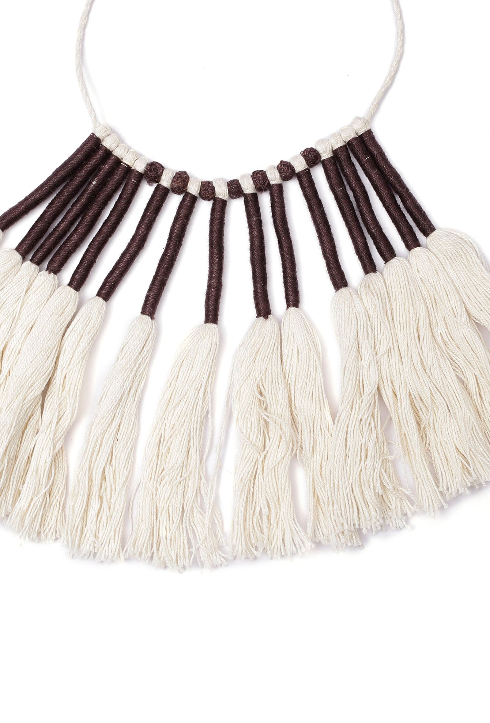 White and Black Thread Silver Tribal Necklace