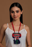 Fatima Block Contrast Silver Tribal Necklace
