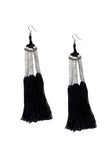 Maksha Black Thread Tassels Earrings