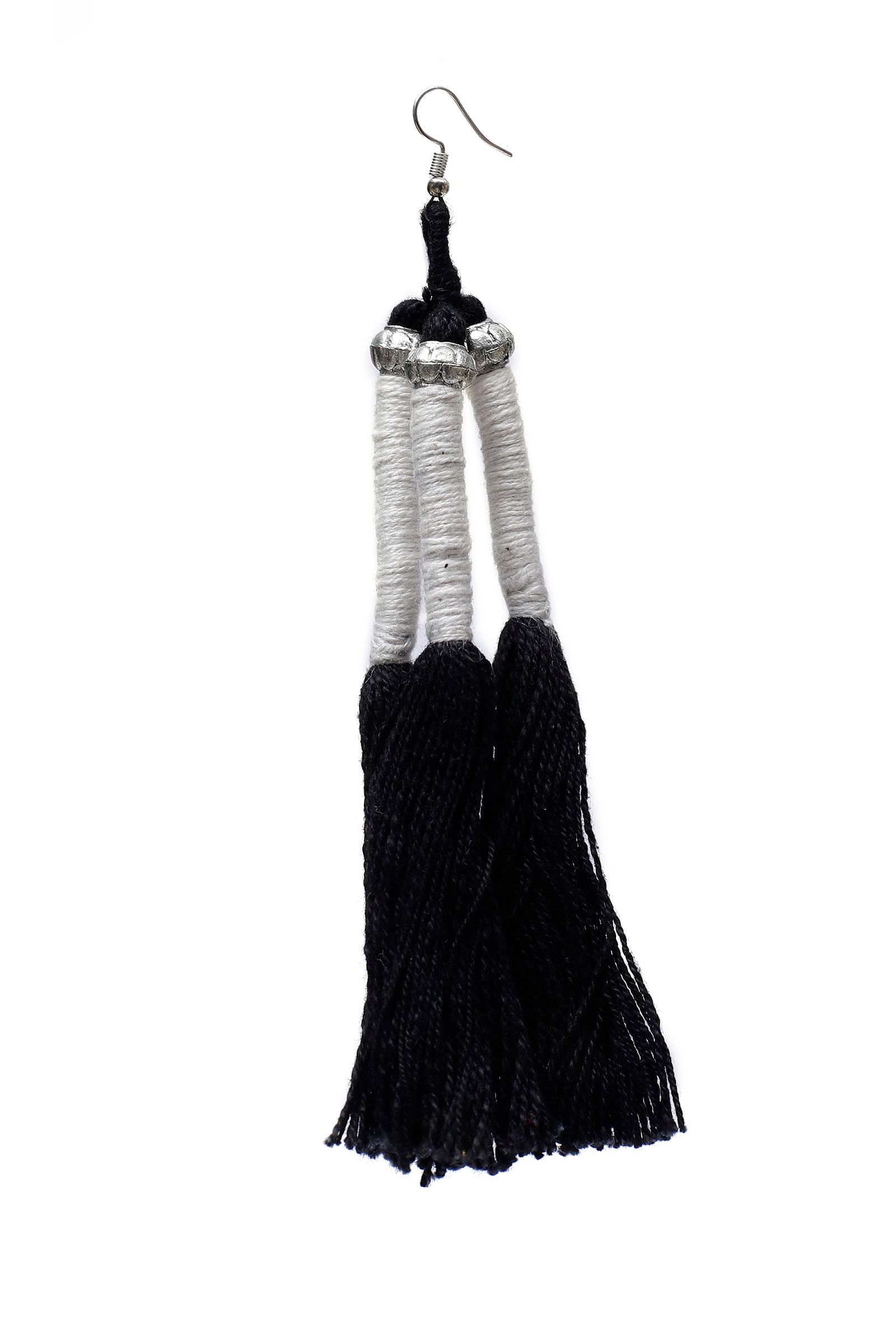 Maksha Black Thread Tassels Earrings