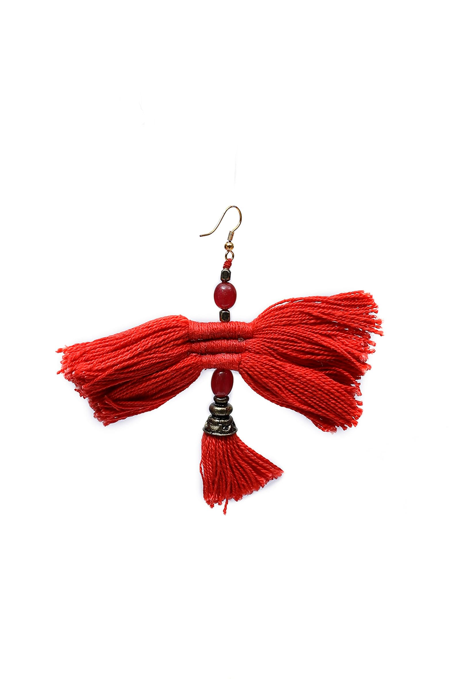Eliana Red Tassels Thread Earrings
