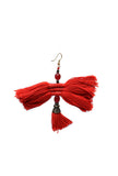 Eliana Red Tassels Thread Earrings