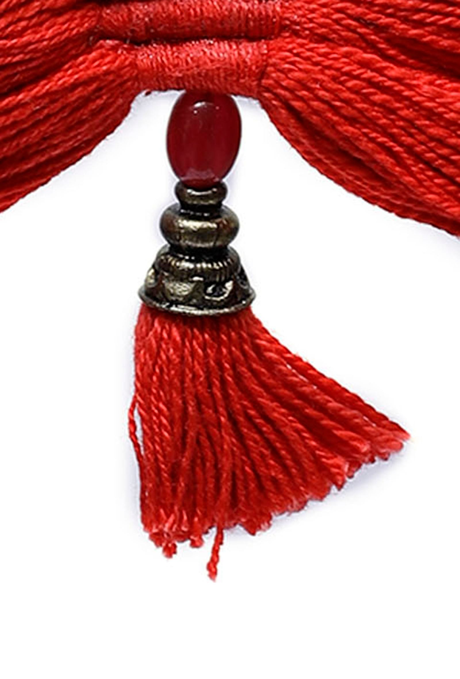 Eliana Red Tassels Thread Earrings