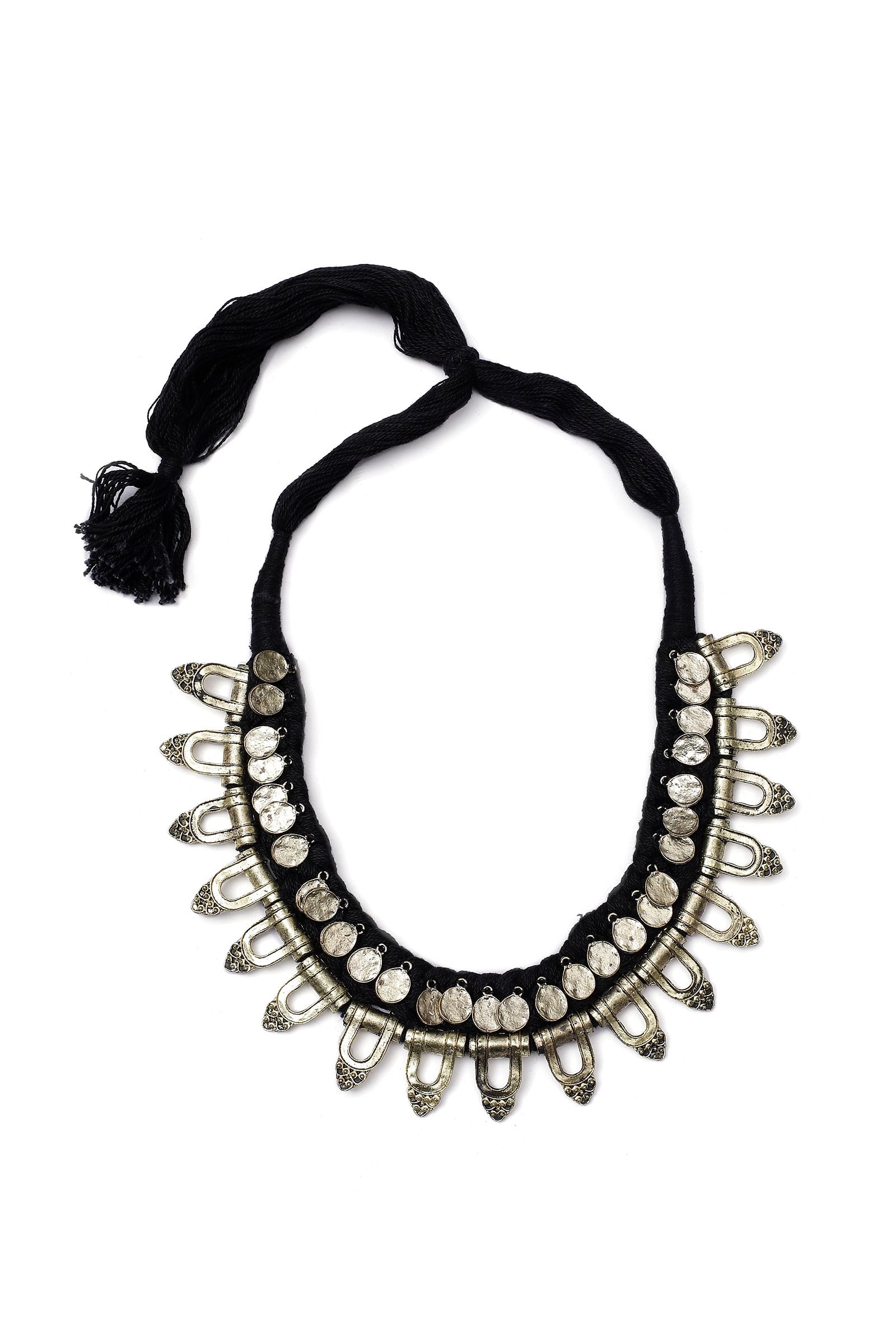 Black Tribal Silver Necklace