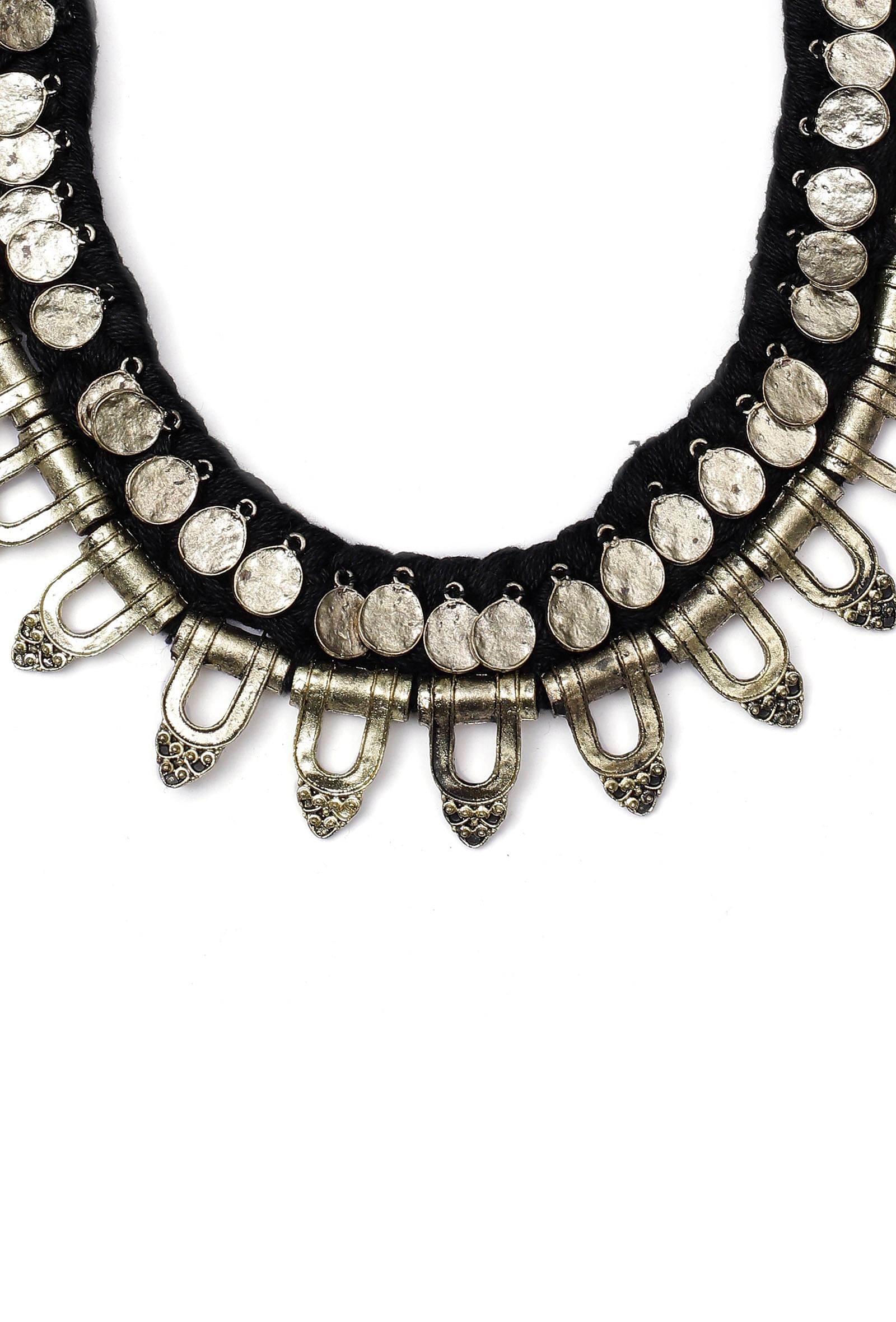 Black Tribal Silver Necklace