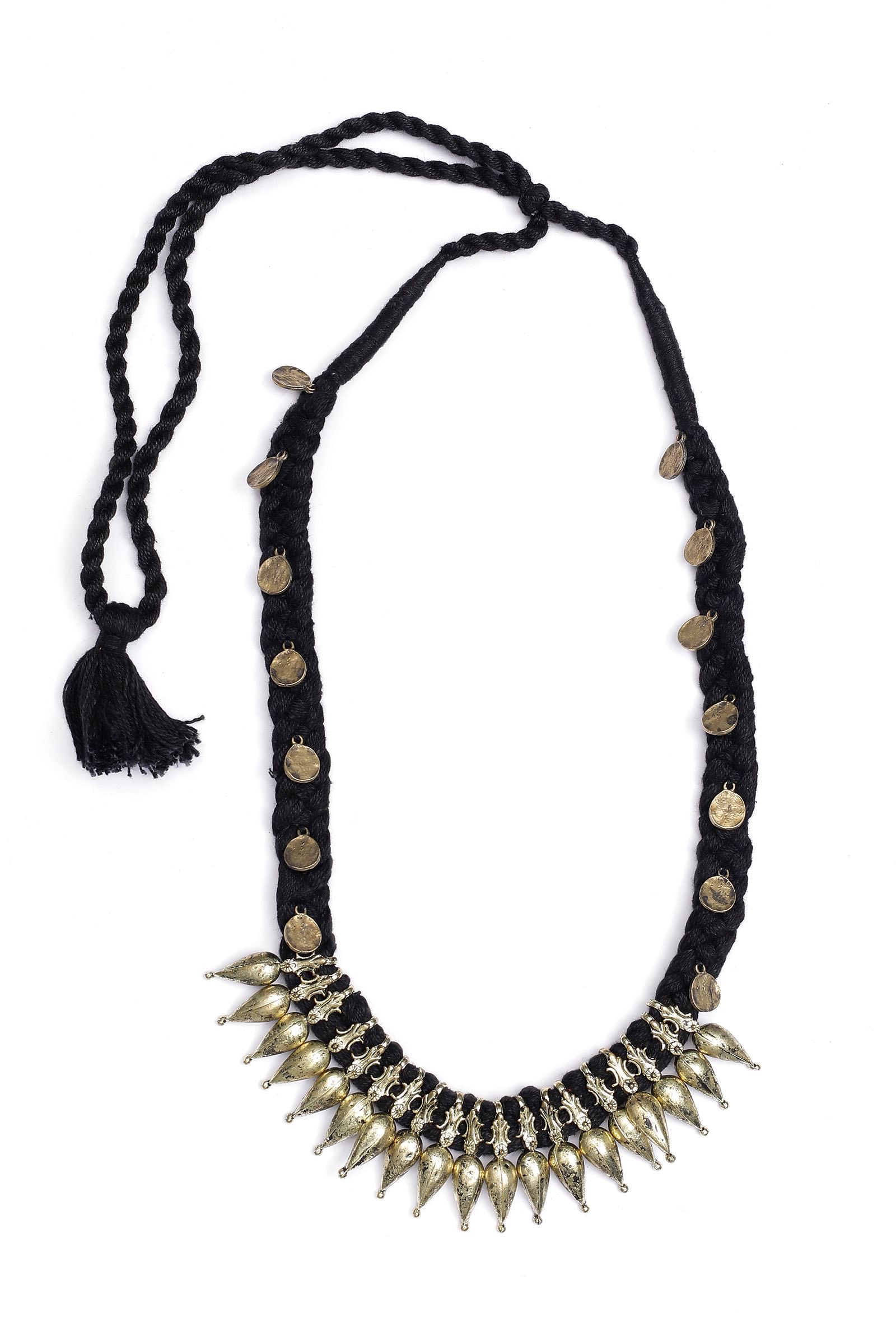 Akshara Black Tribal Brass Necklace