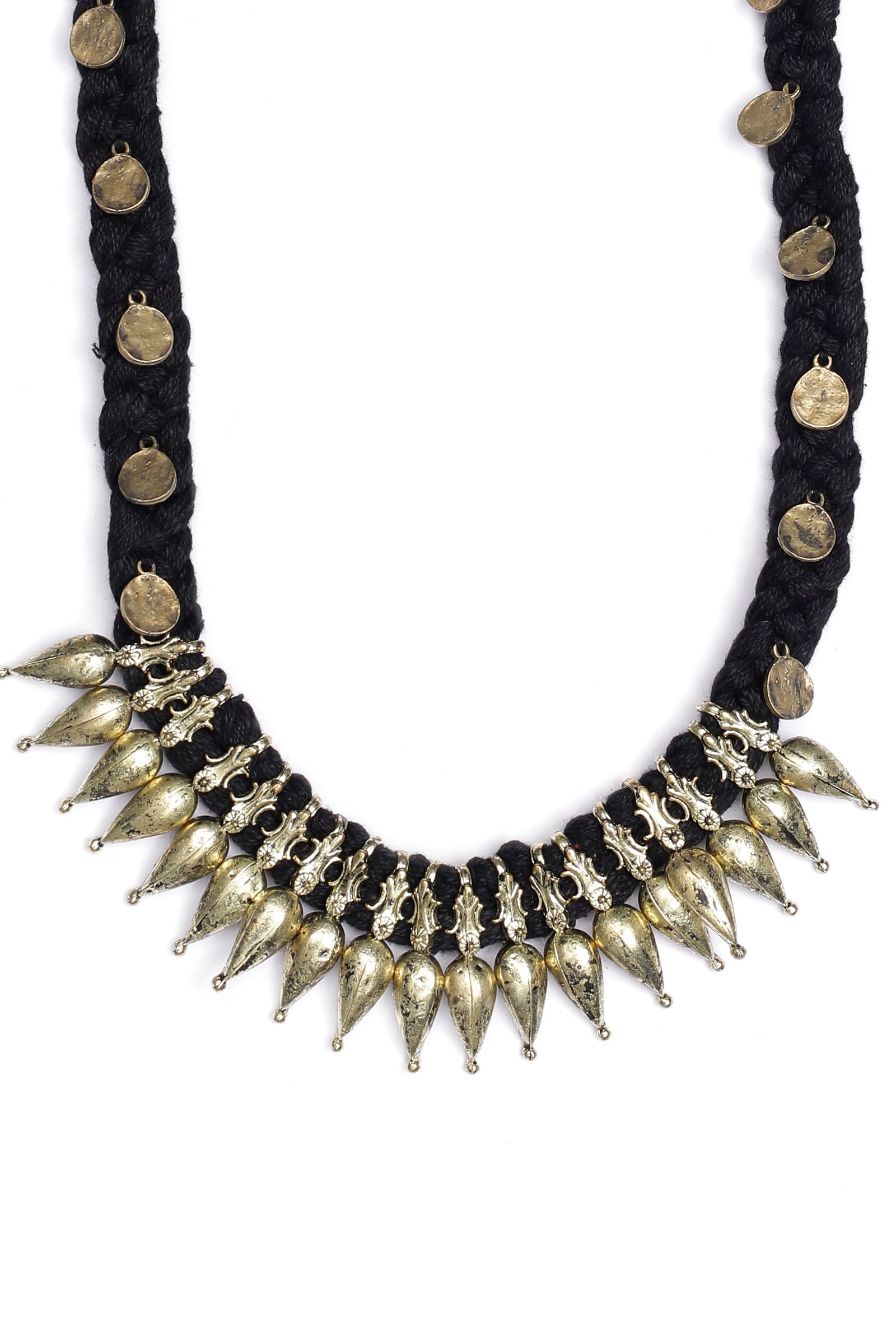 Akshara Black Tribal Brass Necklace