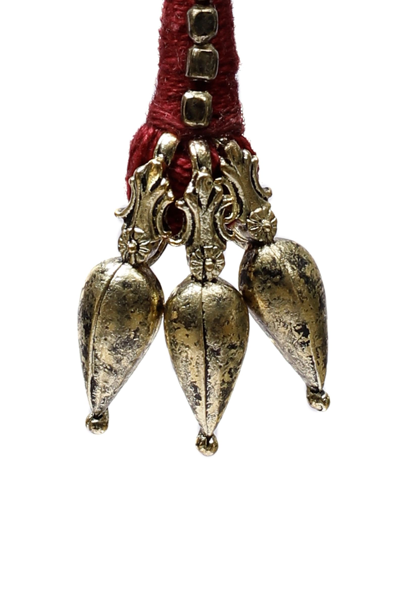 Aradia Maroon Tribal Brass Earrings