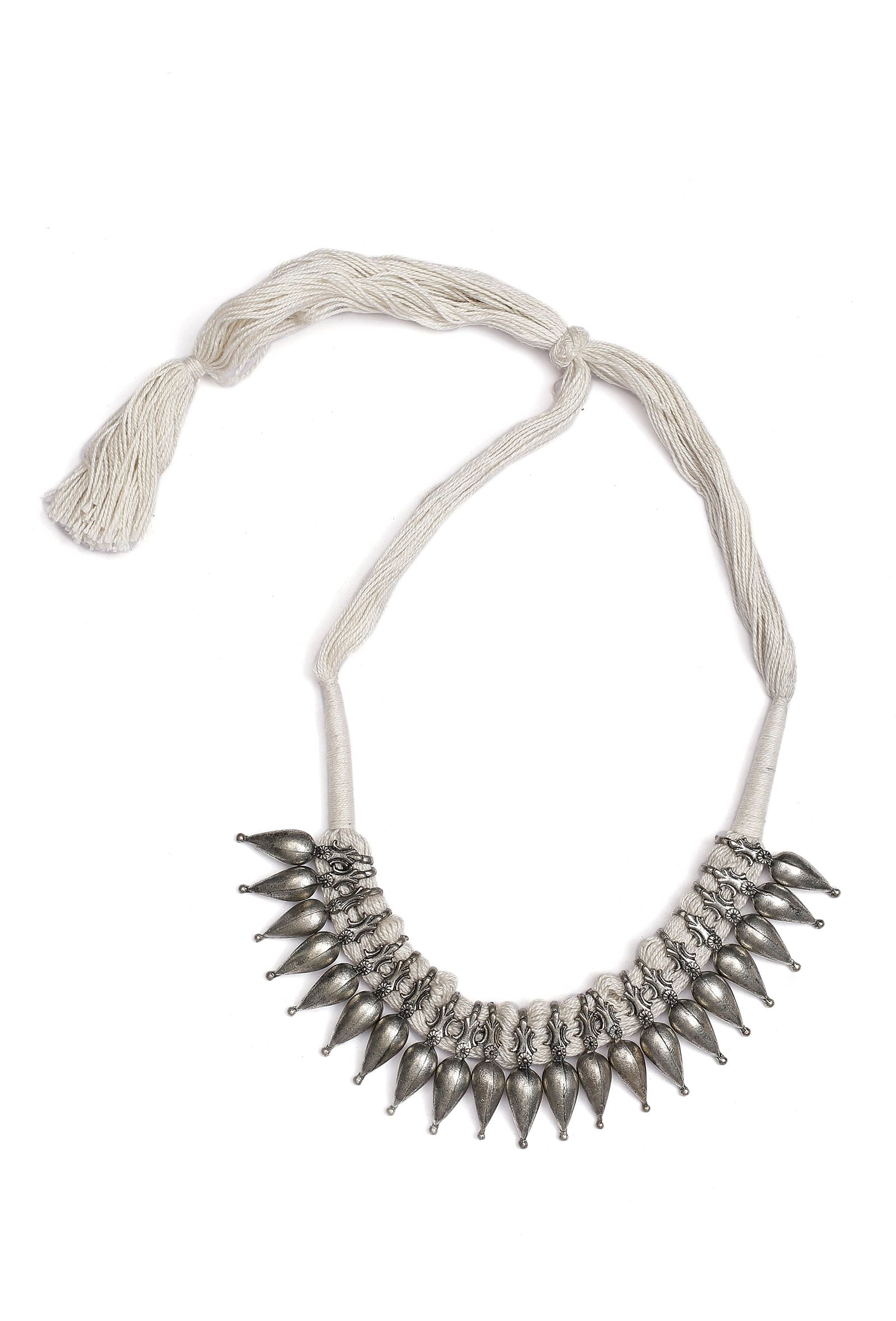 Chandni White Tribal Brass Necklace