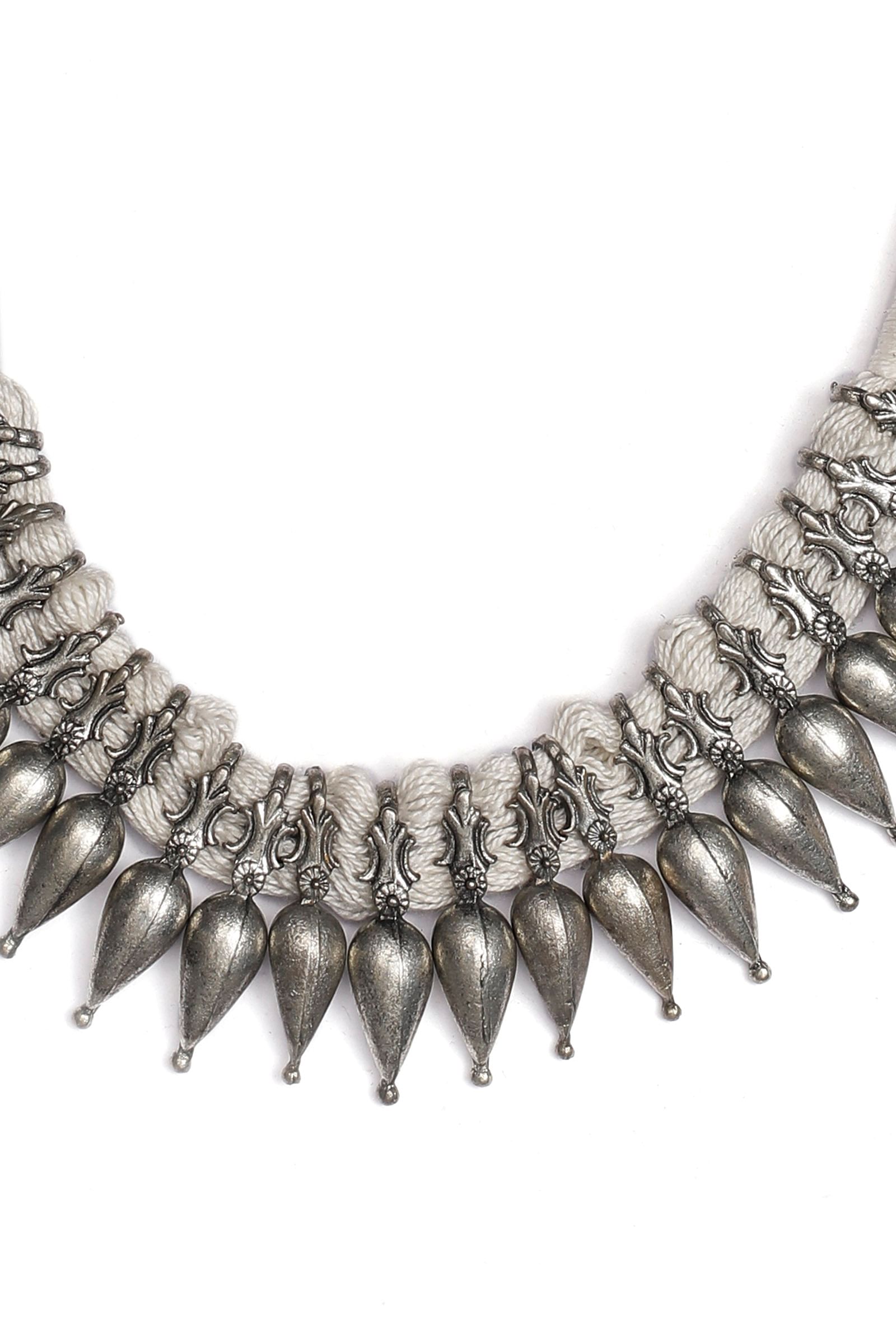 Chandni White Tribal Brass Necklace