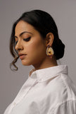 Red Gold Stone Pearl Earrings