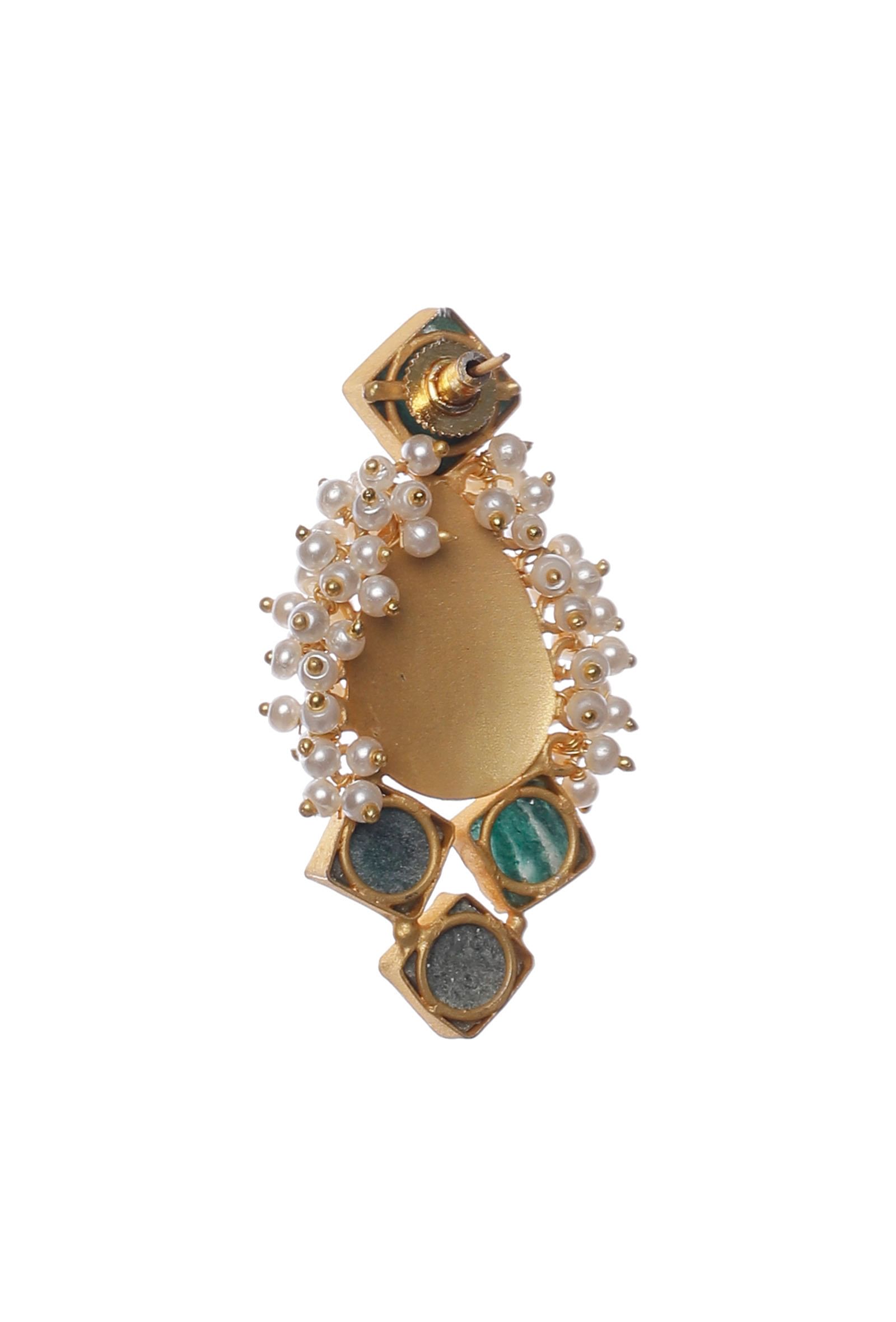 Auster Gold Stone Pearl Earrings