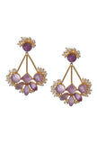 Lilac Purple Stone Pearl Earrings