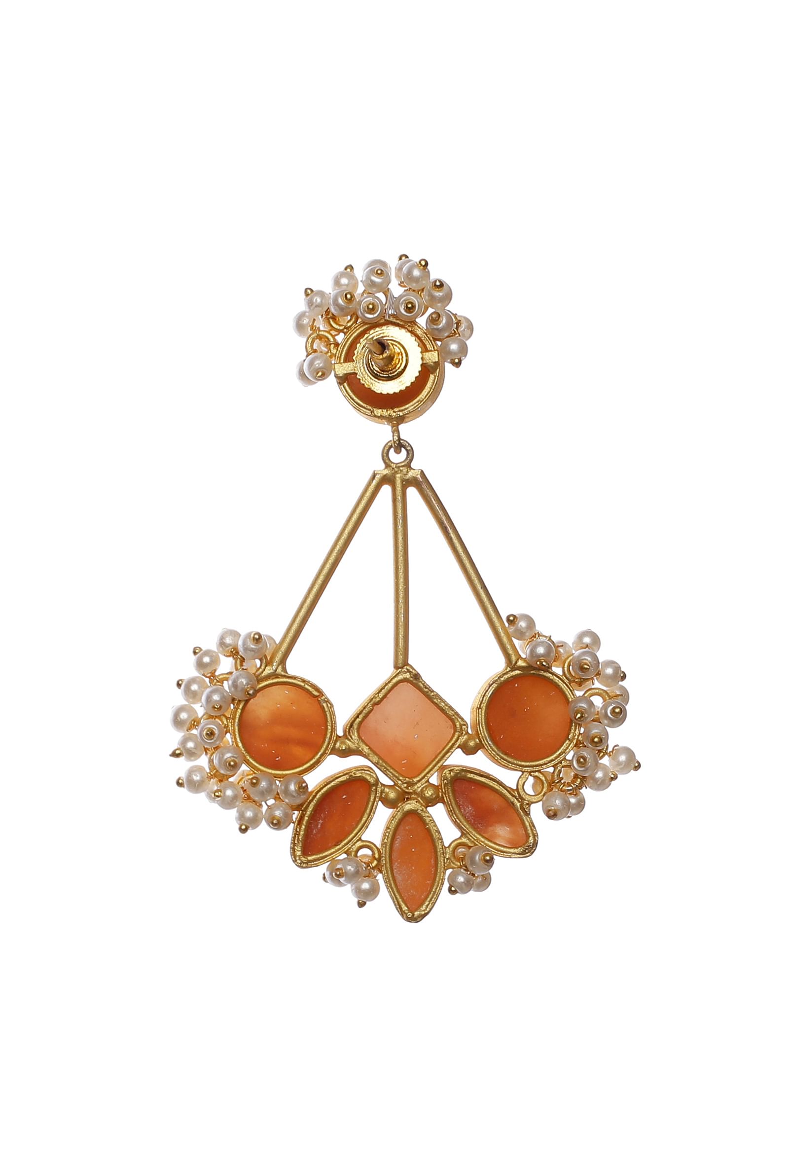 Coral Stone Pearl Earrings