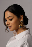 Steal Blue Stone Pearl Earrings