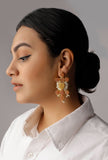 Narangi Orange Gold Stone Pearl Earrings