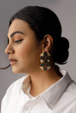 Brown Gold Stone Pearl Earrings