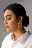 Light Orange Gold Stone Pearl Earrings