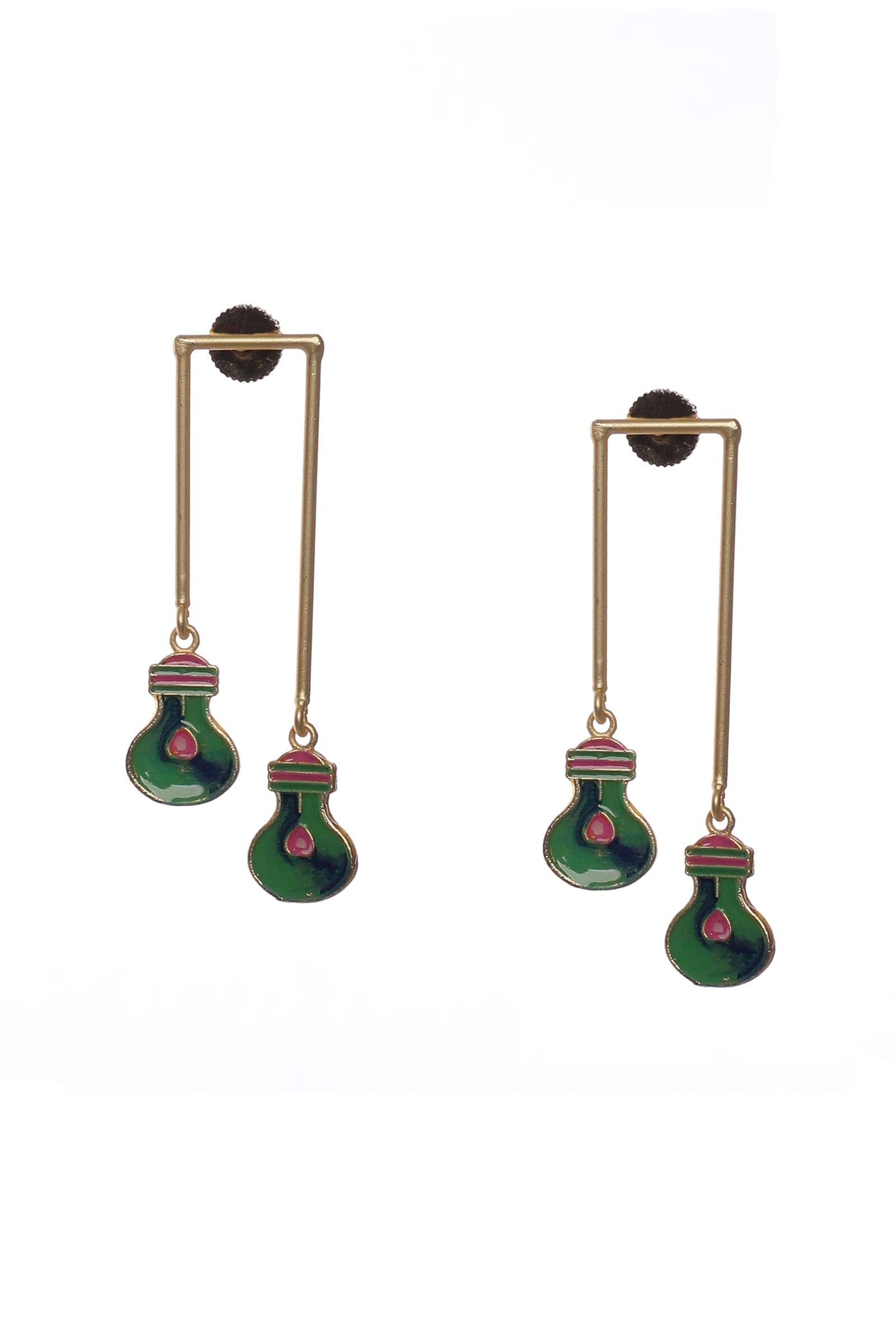 Kelly Green Gold Stone Pearl Earrings