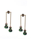 Kelly Green Gold Stone Pearl Earrings
