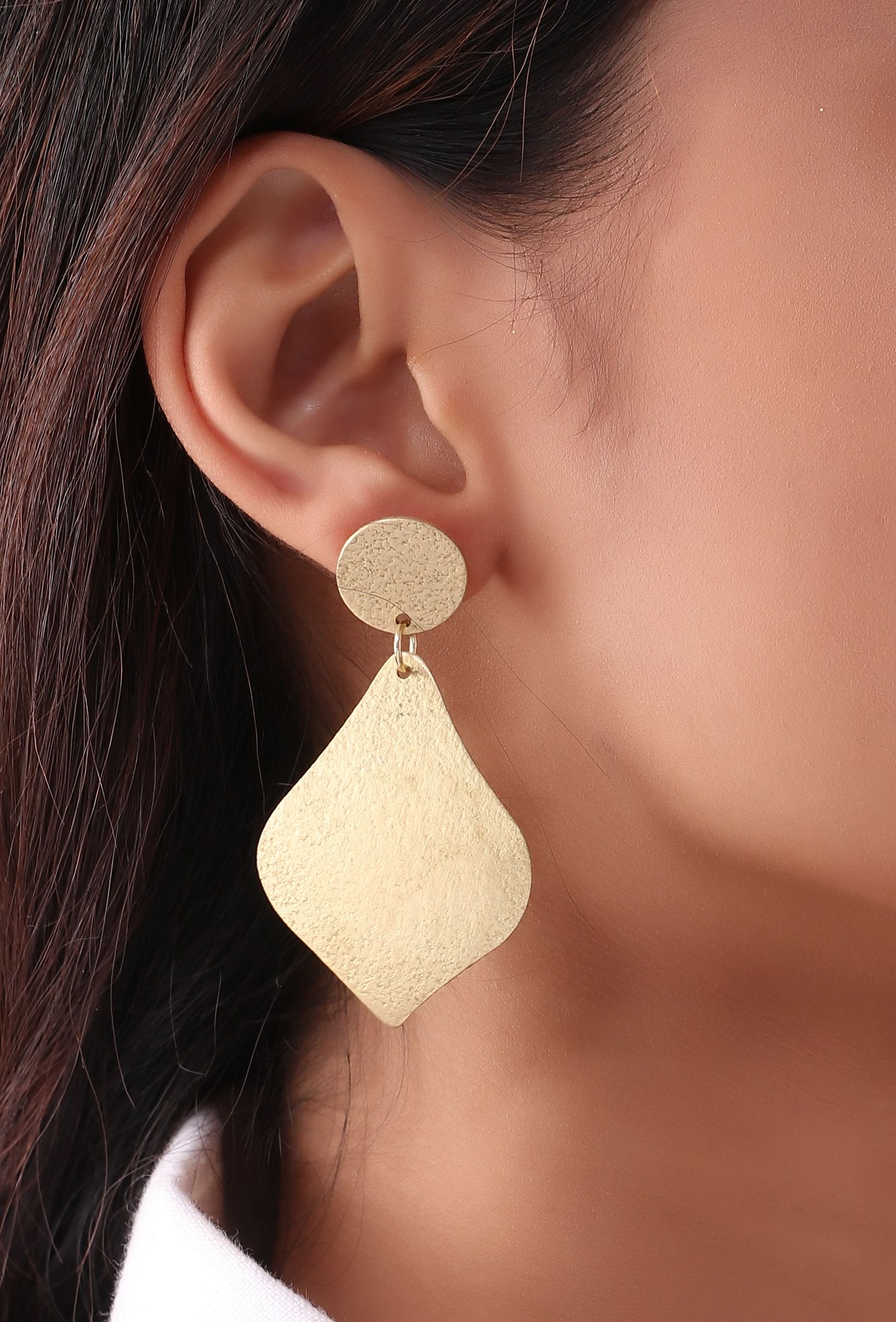 Leaf Motif Brass Earrings