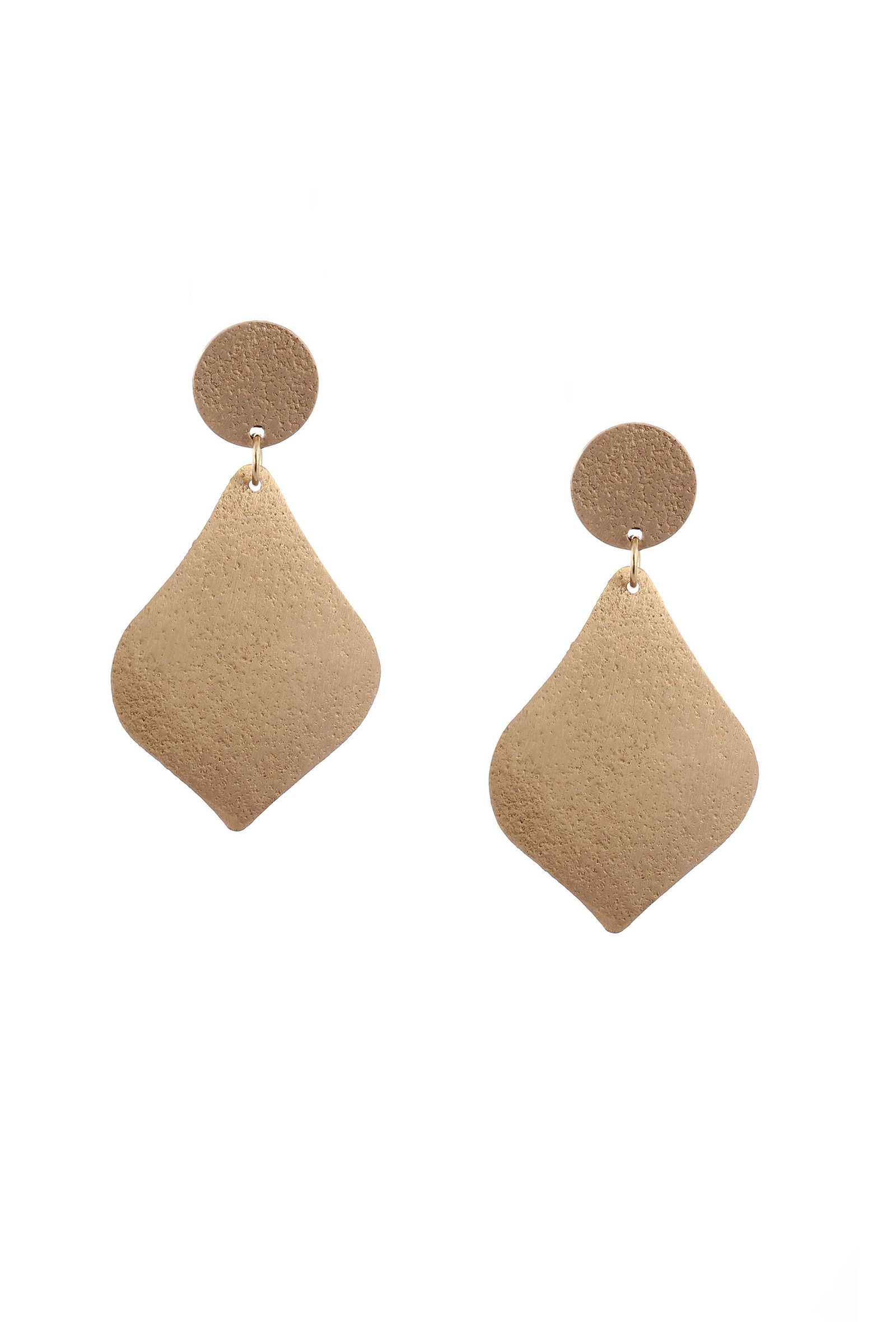Leaf Motif Brass Earrings