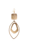 Oval Brass with Square Earrings