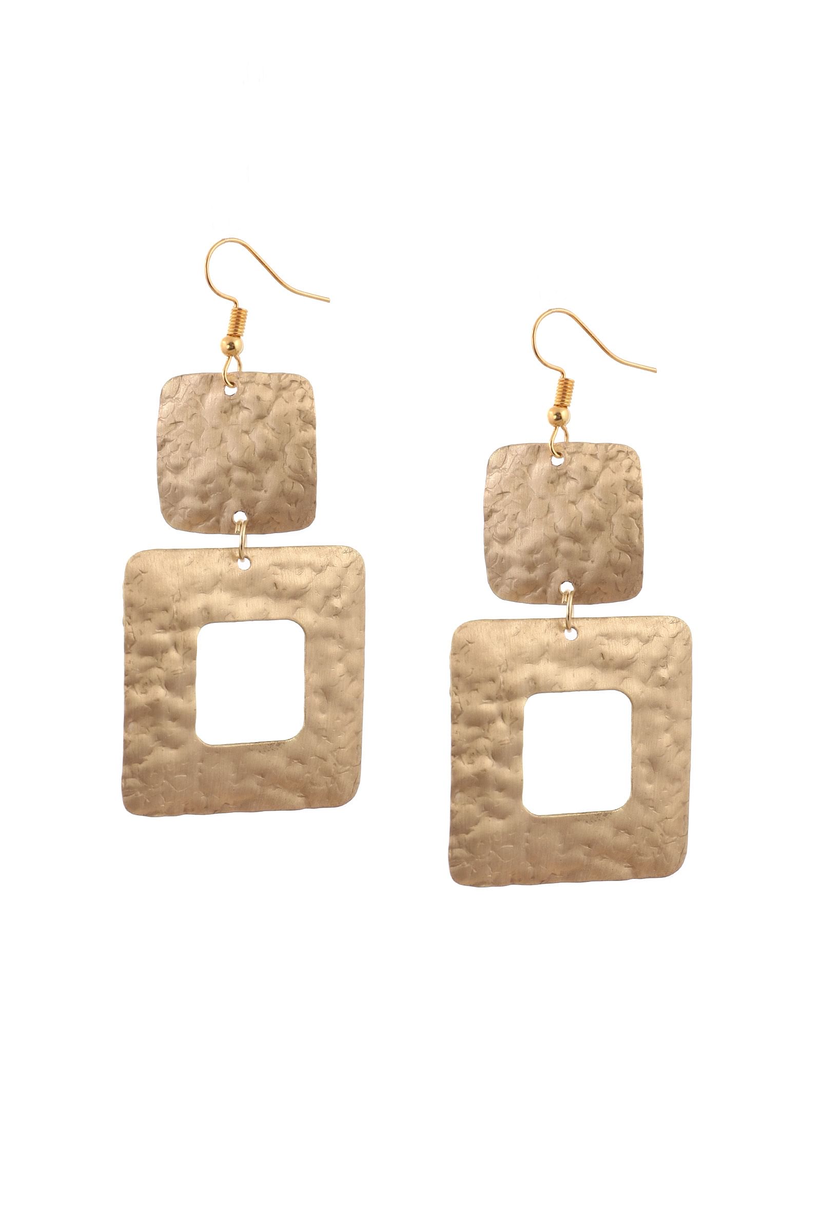 Turkish Squared Brass Earrings