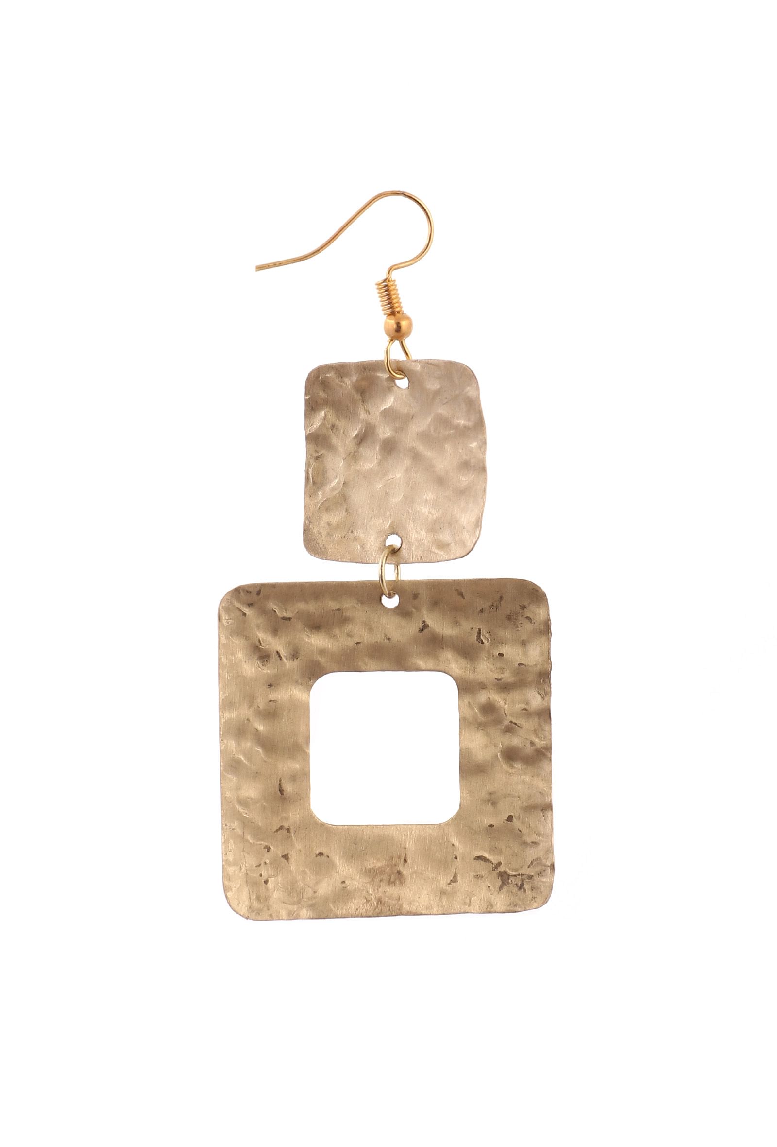 Turkish Squared Brass Earrings