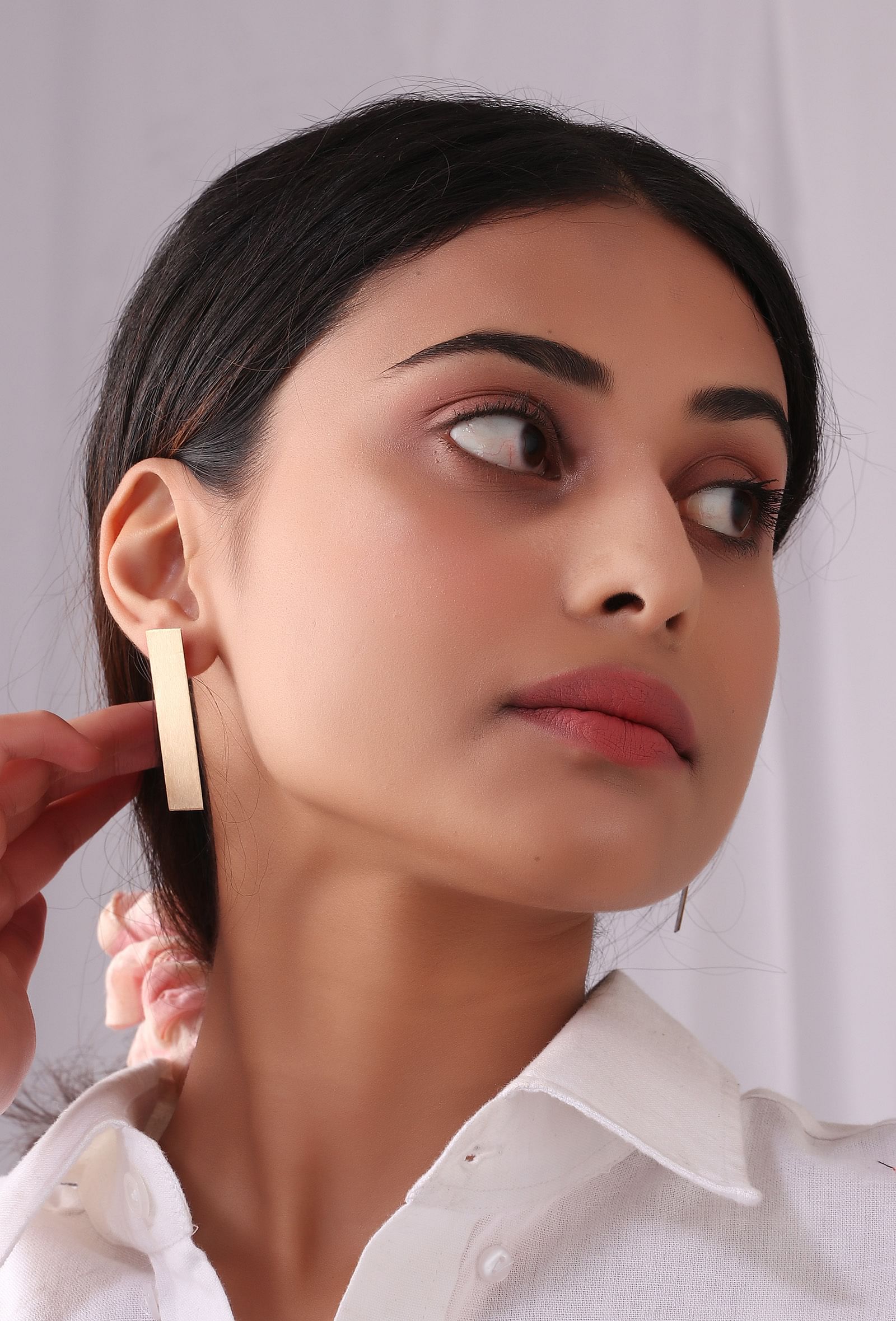 Rectangular Plain Brass Earrings