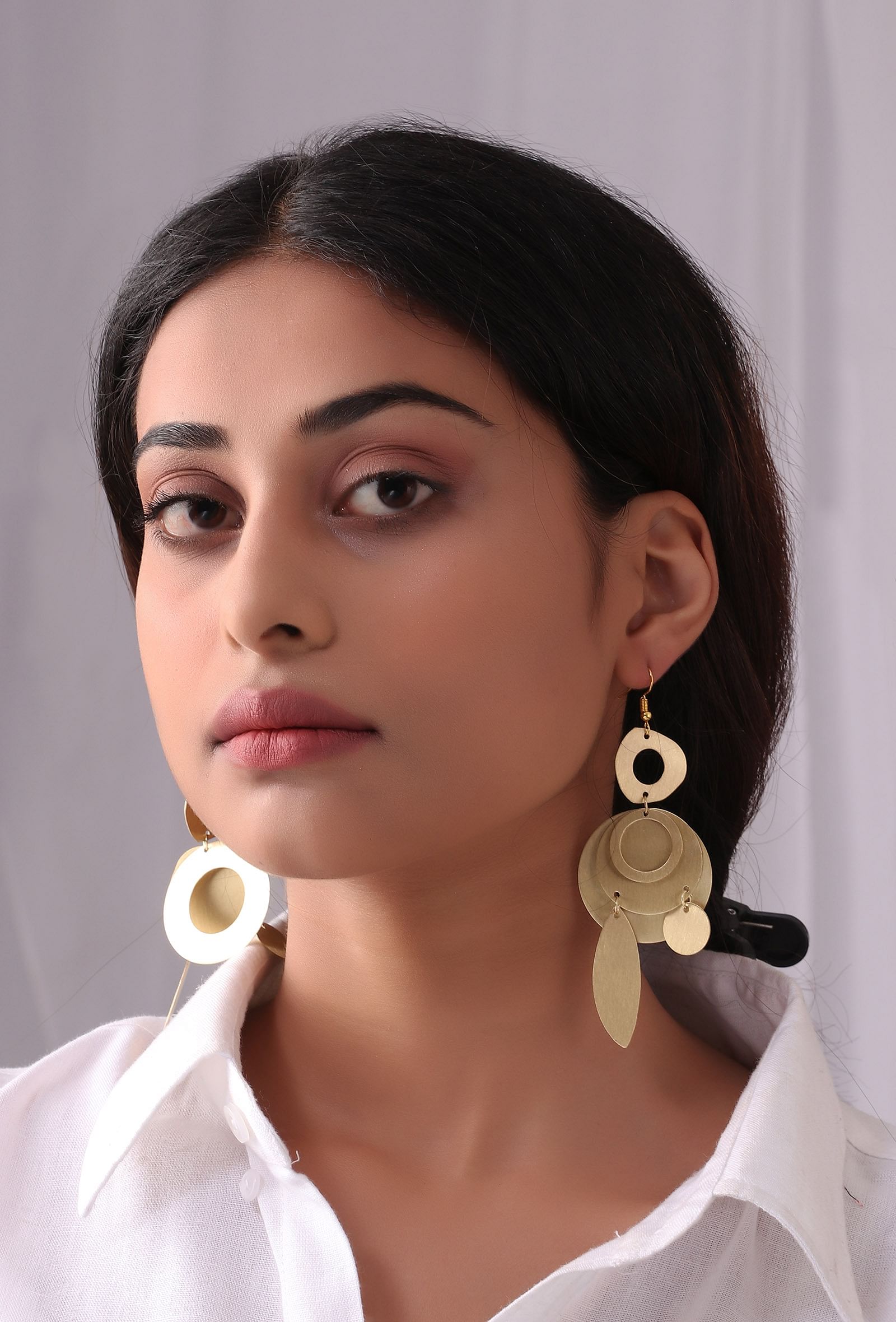 Layer on Layer Sphere Brass Earrings