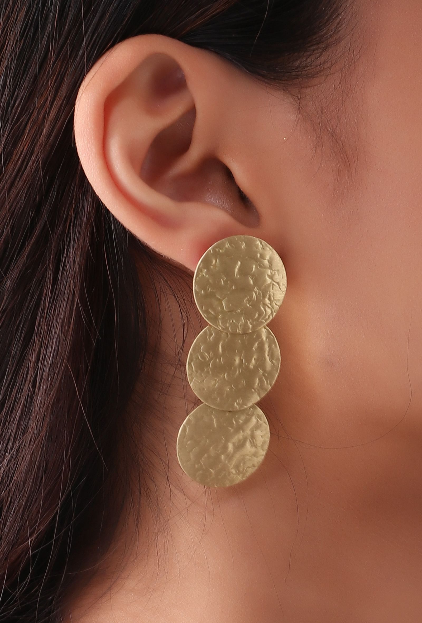 Trio Oval Brass Earrings