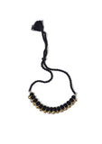 Onyx Black Thread Silver Tribal Necklace