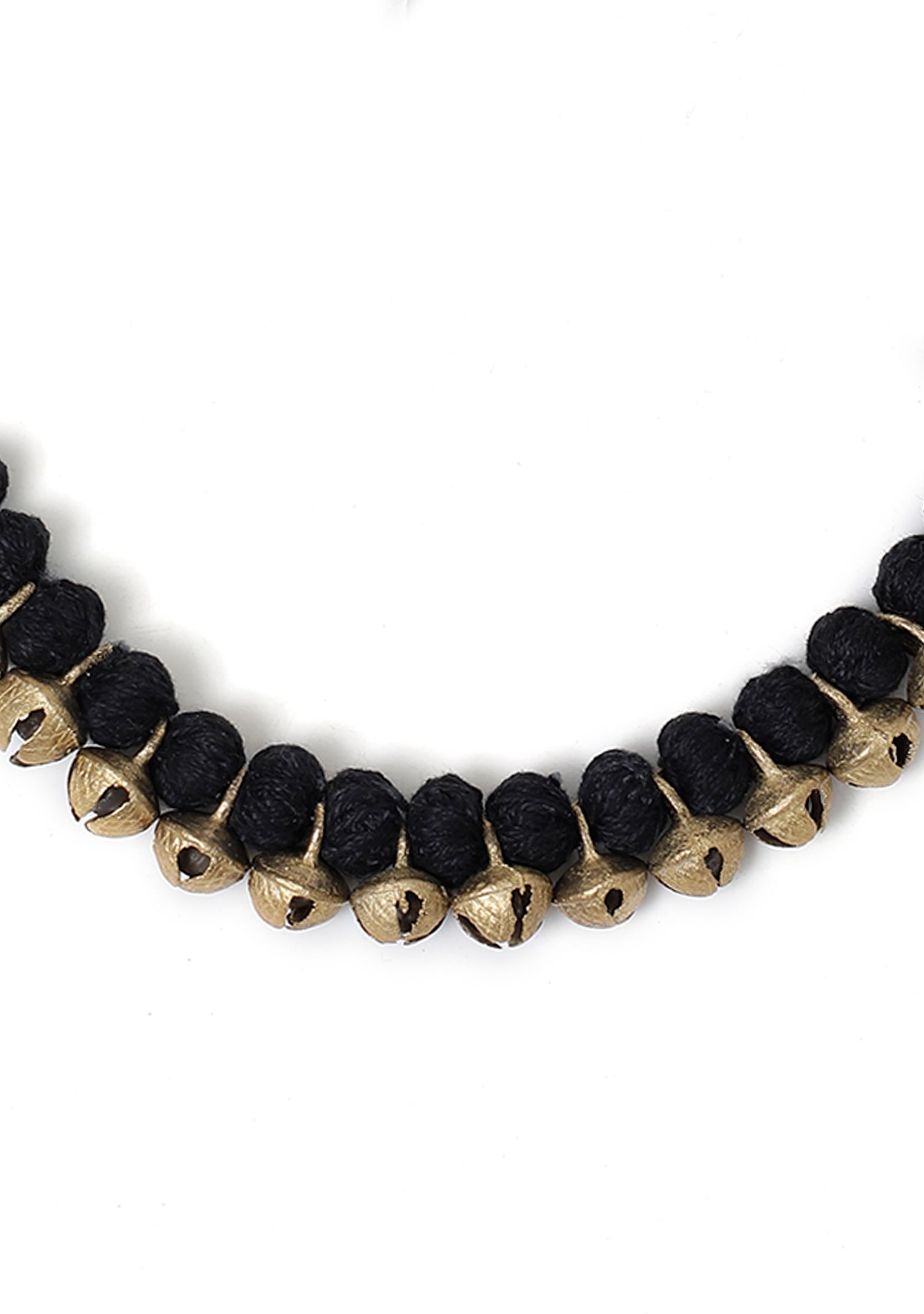 Onyx Black Thread Silver Tribal Necklace