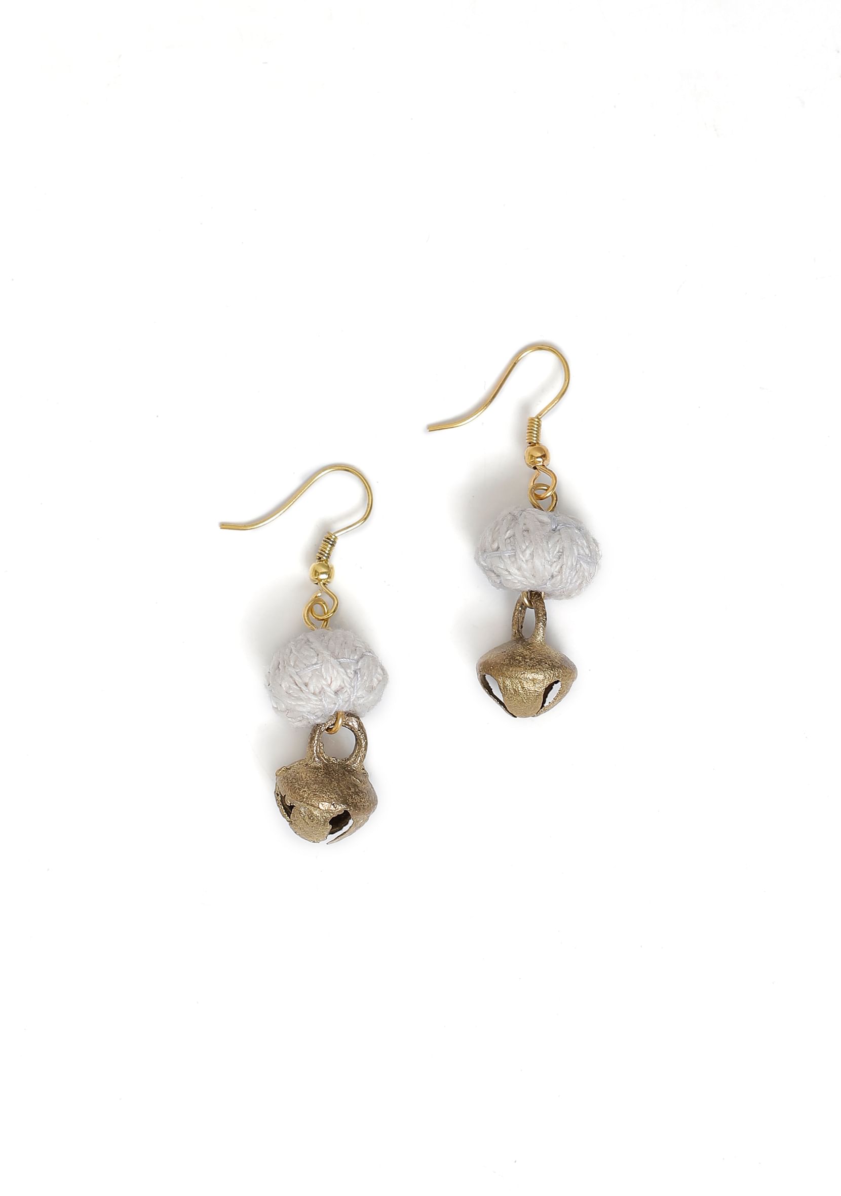 White Bead & Ghungroo Tribal Earrings