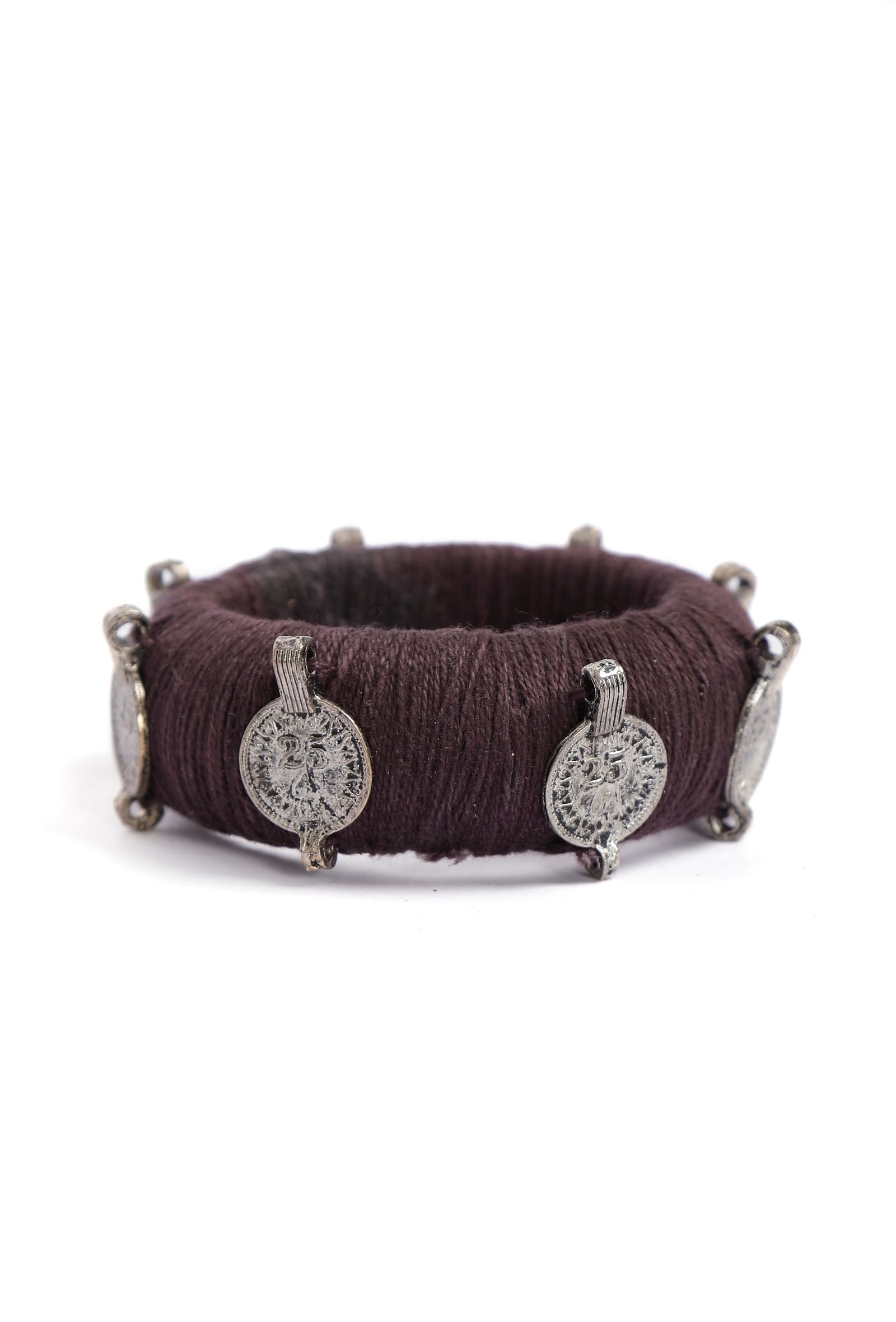 Onyx Brown Thread Wooden Bangles