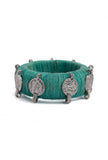 Green Teal Thread Wooden Bangles