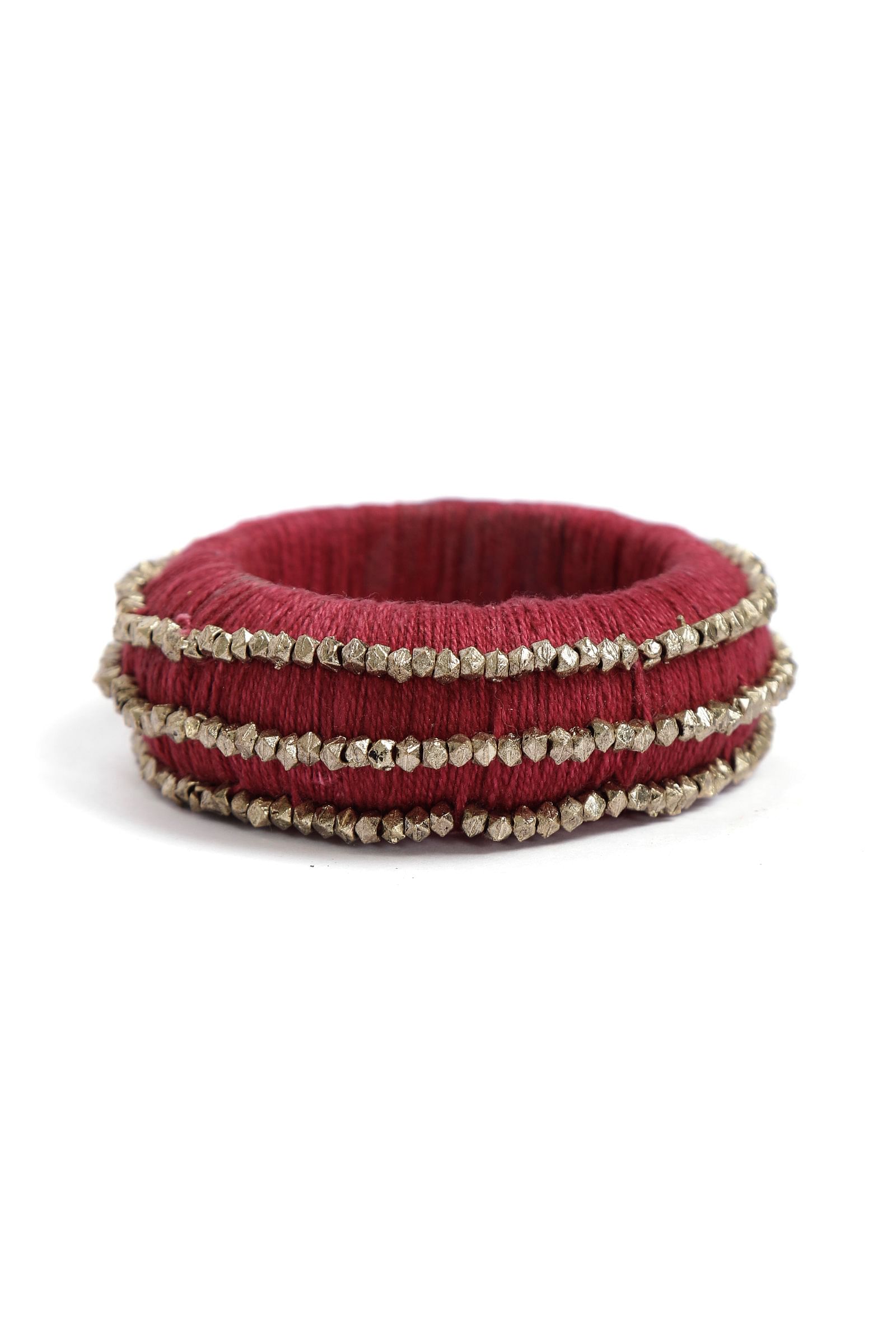 Maroon Thread Wooden Bangles