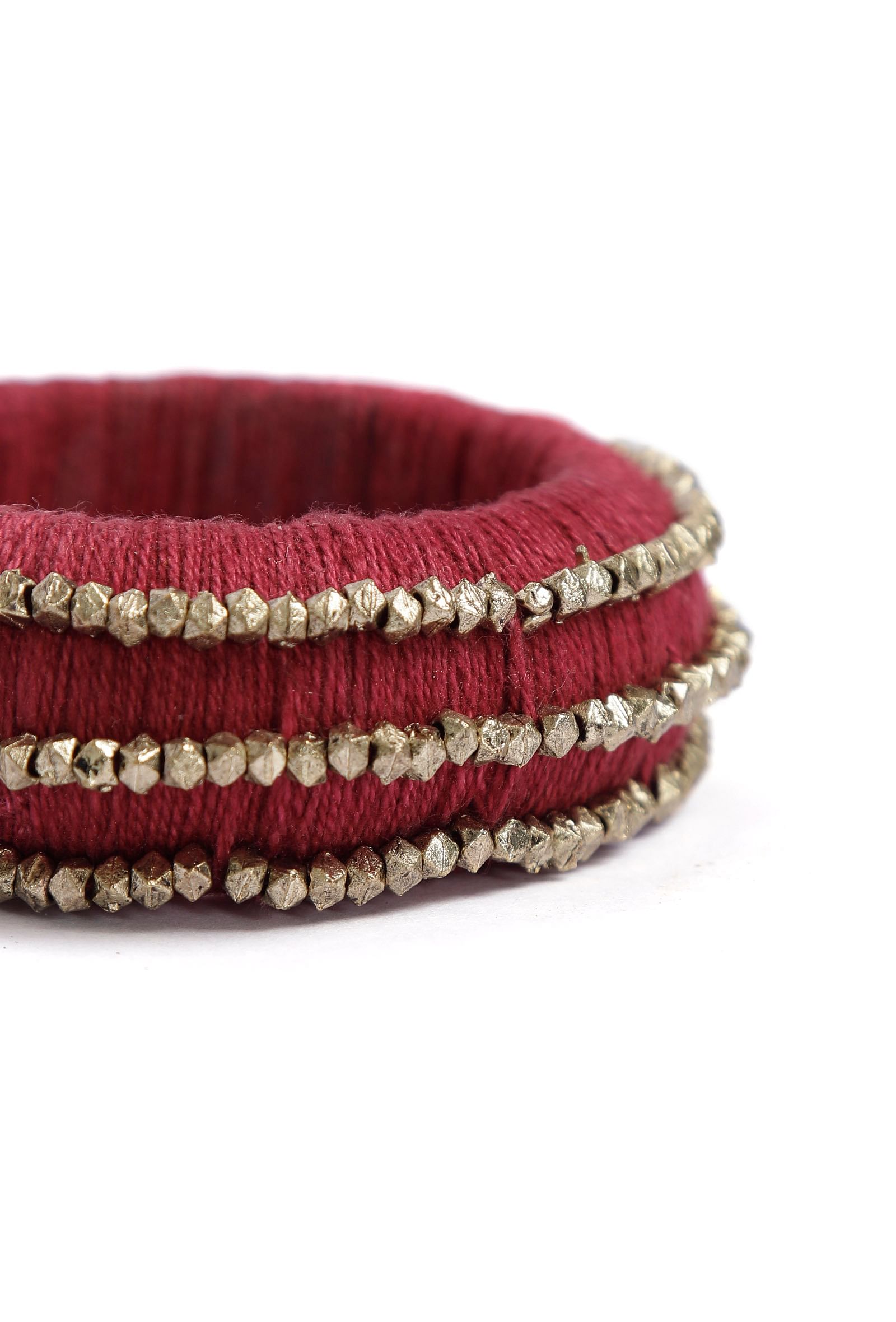 Maroon Thread Wooden Bangles