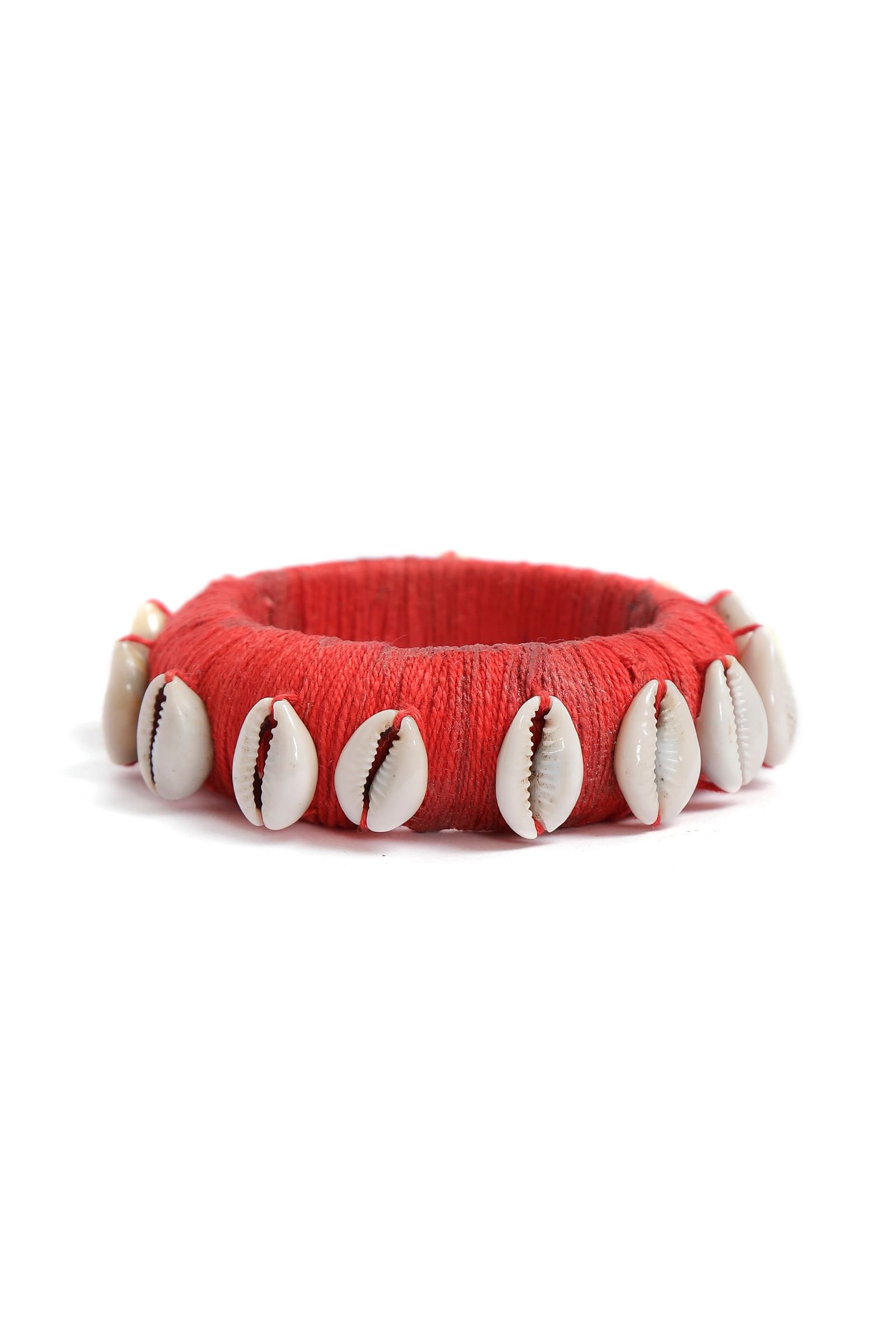 Orange Thread Wooden Bangles