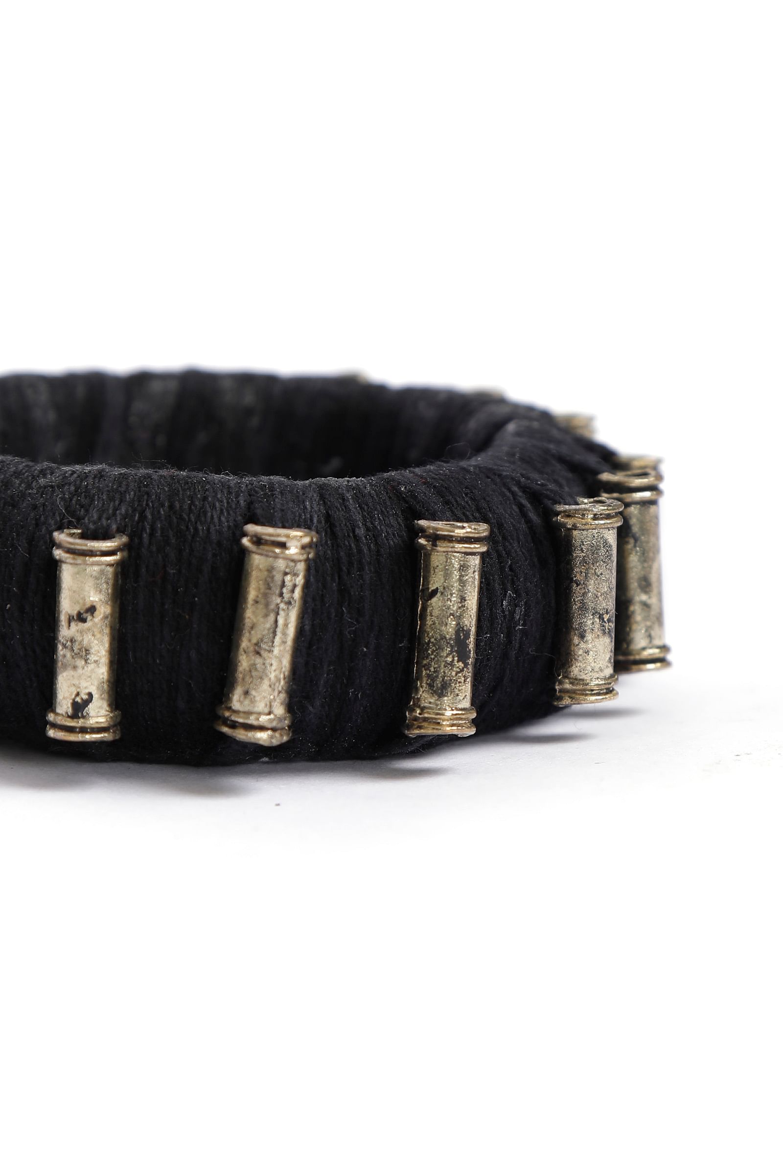 Onyx Black Thread Wooden Bangles