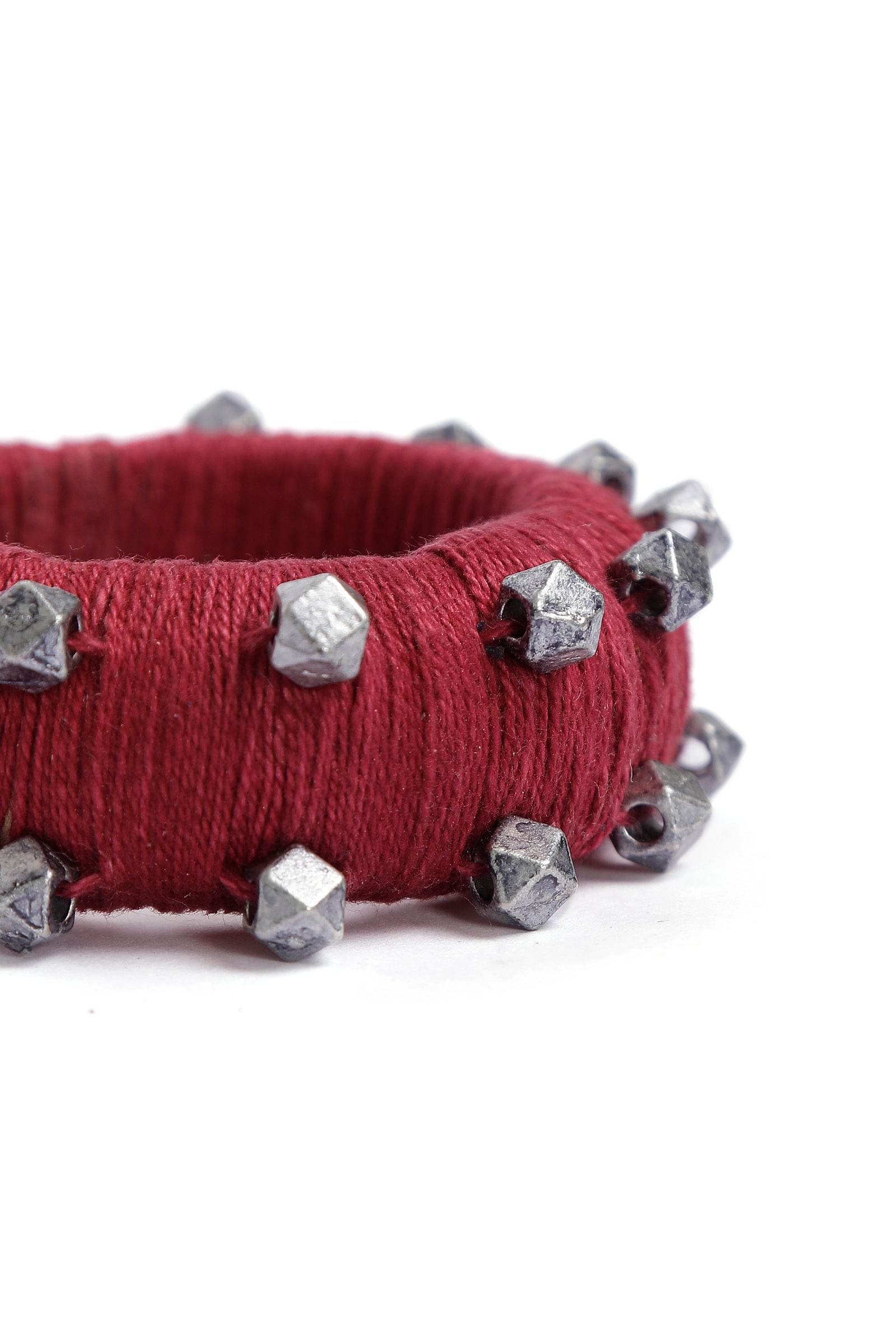 Scarlet Red Thread Wooden Bangles