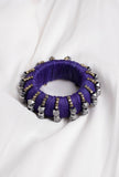 Indigo Blue Thread Wooden Bangles