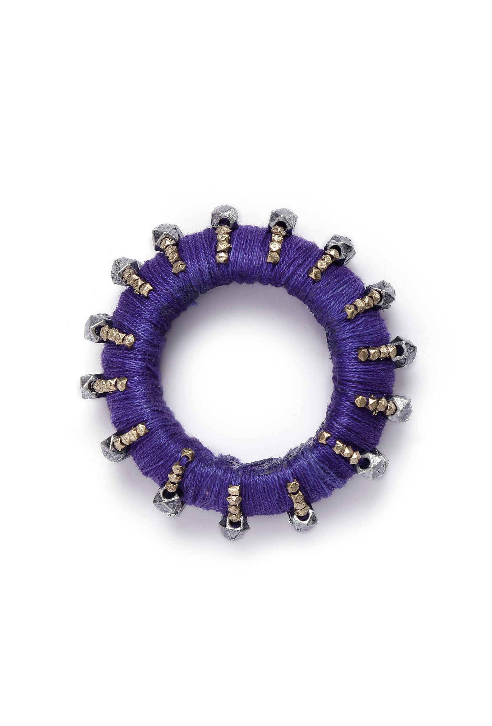 Indigo Blue Thread Wooden Bangles